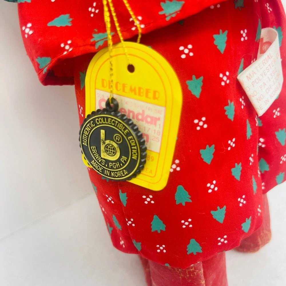 Vintage Brinn's December Calendar Doll Christmas Tree Outfit Red Green 11.5